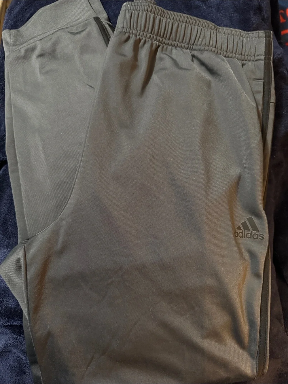adidas XL Men's Gray Track Pants with Black Stripes